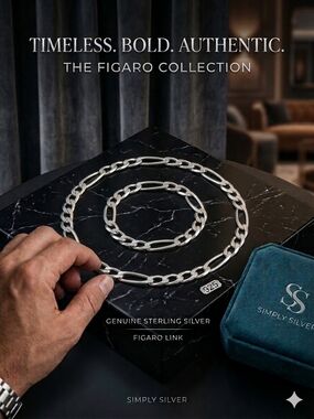 Men's Figaro Chain Necklace - Sterling Silver